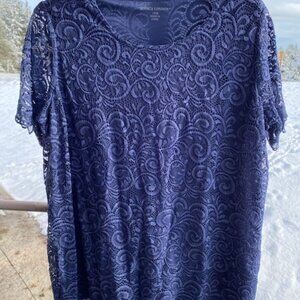 Jessica London Navy Blue Lace Blouse Size 14/16